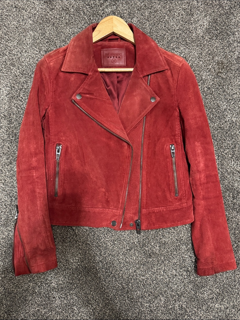 Blank NYC Red Suede Moto Jacket